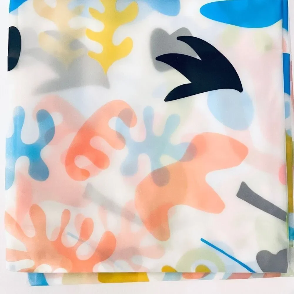 NWT Splash HOME Peva DEAUVILLE White, Blue, Green, Yellow & Black Shower Curtain